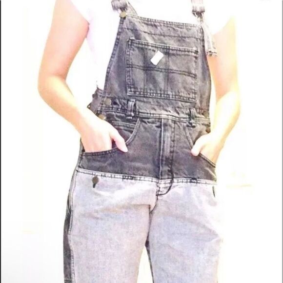 Vintage 80's Guess Overalls Black Acid Wash Original Colourblock - Picture 4 of 6